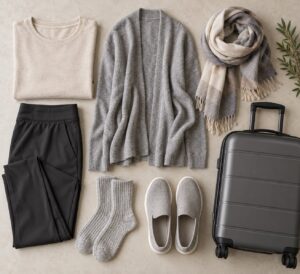 how to dress comfortably for a long flight