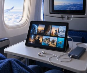 how to stream movies on a flight