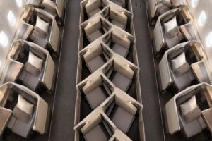 what is a herringbone business class seat