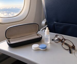 can you wear contacts on a plane