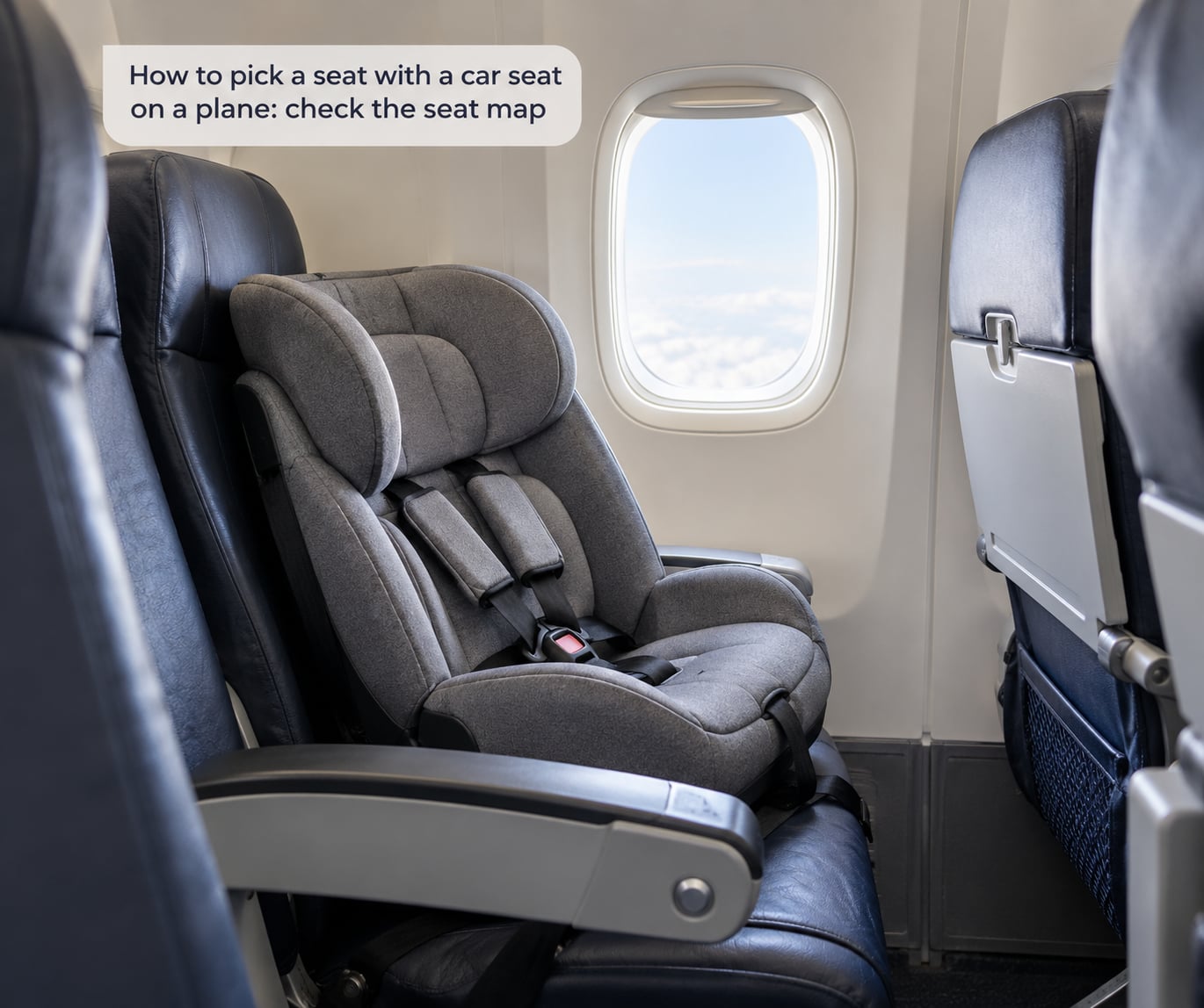 How to pick a seat with a car seat on a plane: check the seat map
